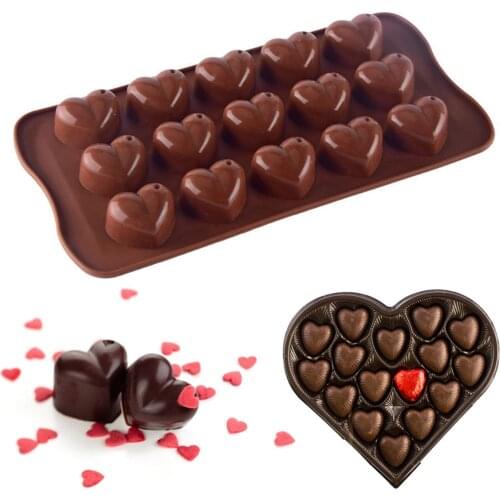 Love Heart Chocolate Mold Fondant Pastry Baking Mould Patisserie Candy Pudding Mould Heat Resistant Silicone Mold Cake Decoratio