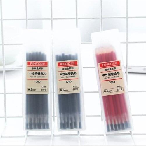 12pcs Needle nib color Gel pen refill value pack with storage box 0.5mm ballpoint stationery Office school supplies F738