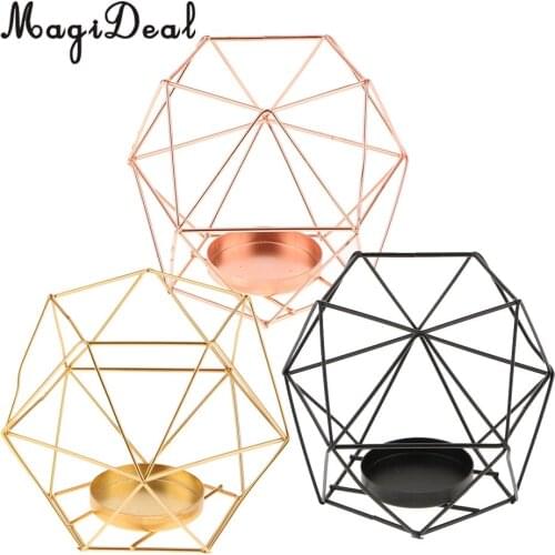 MagiDeal 2-set Geometric Polished Tealight Candle Holder Table Top Centerpiece Weddings Events Parties Decor