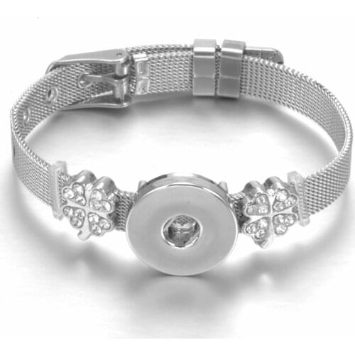New Clover Charms Stainless Steel 18mm snap bracelets & Bangle 18mm Snap Button Jewelry For DIY Snap Jewelry SZ0452e