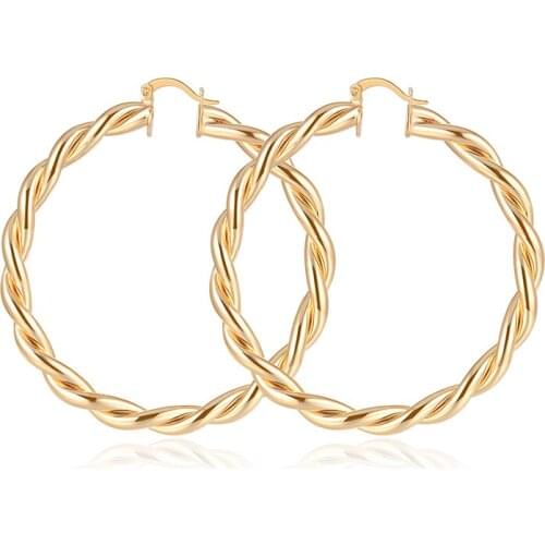 New Fashion Eardrop Twist Earring Trendy Gold Plated Round Hoop Earrings For Women Jewelry Wedding Accessories Gift