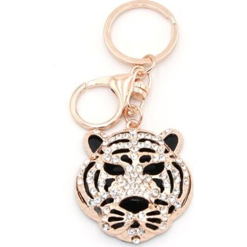 20pcs/lot Lovely Leopard Head Charm Pendant Fashion Jewelry Men Bag Rings Crystal Key Chain For Gift