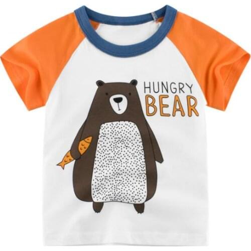 2-8Y Cartoon Print Baby Boys T Shirt For Summer Infant Kids Boys Girls Lion T-Shirts Clothes Cotton Toddler Letter Tops
