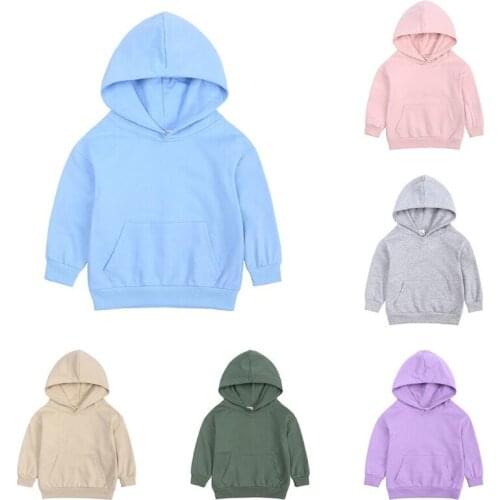 2021 New Baby Thin Section Clothes Spring Autumn Coat Toddler Hooded Solid Plain Hoodie Sweatshirt Tops For 12M-7Y