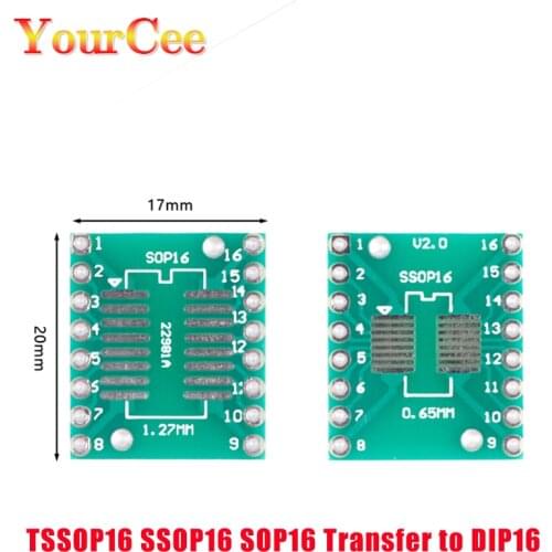 50PCS TSSOP16 SSOP16 SOP16 Transfer to DIP16 IC Adapter Converter Socket Board Module Adapters Plate 0.65mm 1.27mm