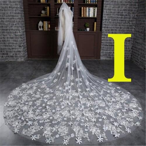 Amazing 3 Meter Cathedral Long Wedding Veils Long Special Appliques Star Bridal Veil Wedding Accessories Bride Wedding Veil