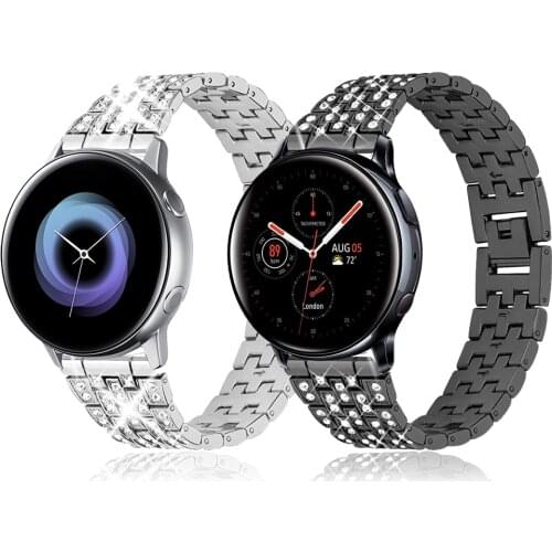 Lady Stainless Steel & Diamond Watchband for Samsung Galaxy Watch3 41/45mm Active 2 Band for Galaxy 42/46mm Watch Strap 20 22mm