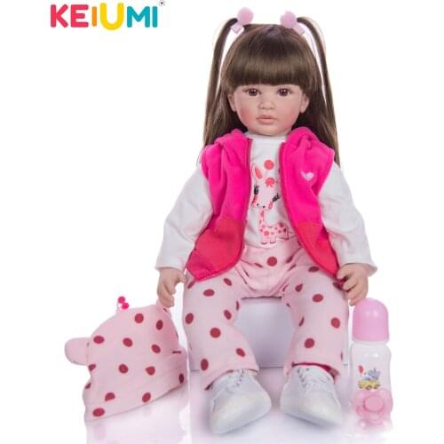 KEIUMI Silicone Dolls Reborn 60CM Reborn Baby Doll Lifelike 24 Inch Doll Sport Style For Kids Christmas Day Gift
