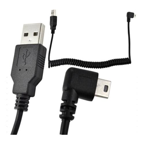 Retractable charging data cable for MP3/MP4 GPS navigation 90-degree right-bending spring cable USB 2.0 male to mini USB