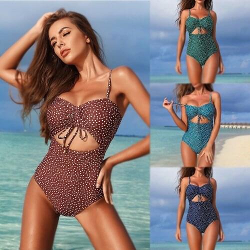 Swimsuit Womens New Sexy Spaghetti-Strap Floral Print One-Piece Swimsuit European and American