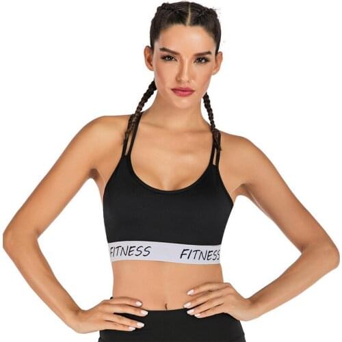 2019 autumn winters cross-border new sports bra letters back crossover design female yoga sports bra