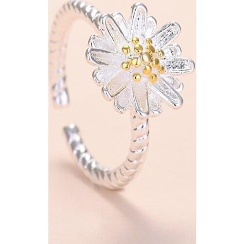 Punk Vintage Daisy Flower Finger Ring for Girl Female Women Fashion 2021 Boho Jewelry