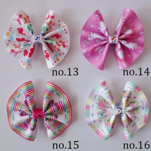 100 BLESSING Girl 3" Fan Hair Bow Clip Unicorn Wholesale Laser Gold Stamping