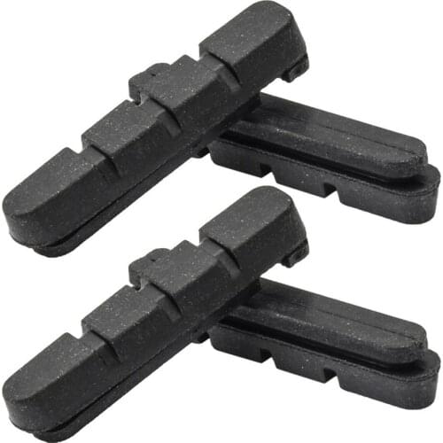 2 Pairs Mountain Road Mute Bike Brake Pads MTB Bicycle Braking V-Brake Holder Shoes Rubber Blocks Durable Cycling Accessories