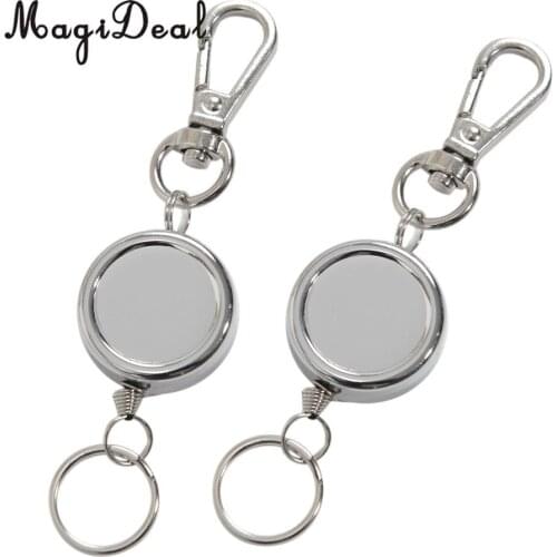 2pcs Retractable Keyring Key Chain ID Badge Holder Extendable Rope Key Ring for Backpacking Fishing Travel