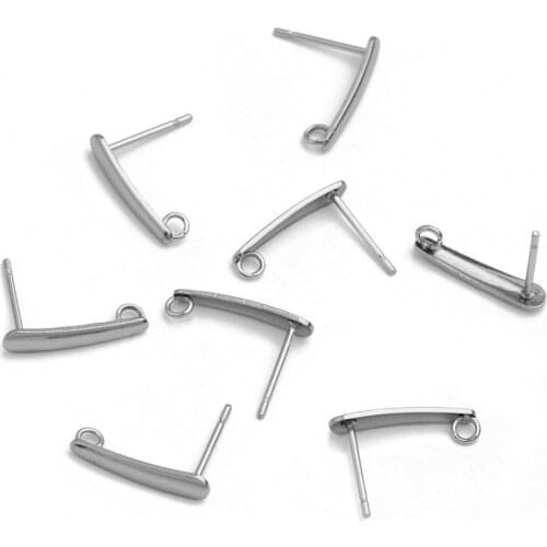 30pcs Stainless Steel 3*15mm rectangular with hanging ear pins Earring Stud Ear Post Nails Flat Earring Pad Base Posts Diy