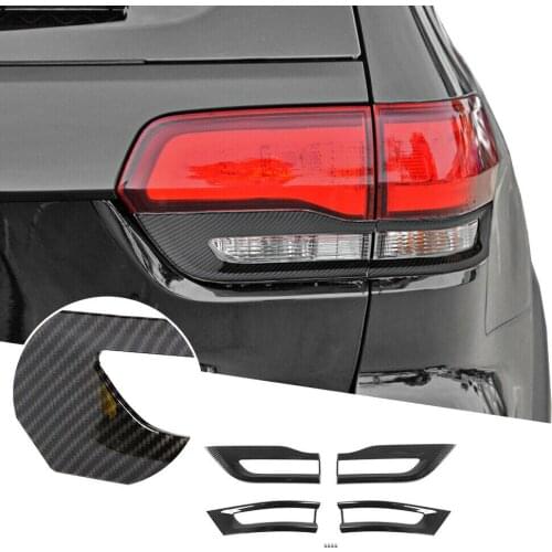 4pcs Automobile Lamp Trim Strip Gloss Black Tail Light Cover Trim Bezel Kit For Jeep Grand Cherokee 2014-2021