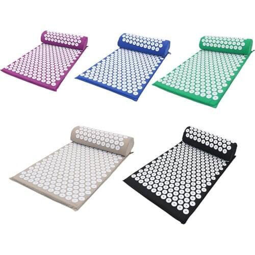 Acupressure Mat Massage Mat Pillow Set for Neck Foot Yoga Mat with Needle Back Massager Cushion Pad