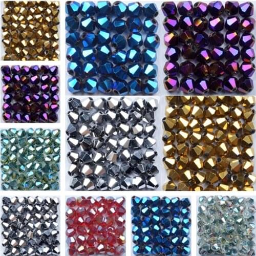 Czech Seed Beaded 100pcs/bag 4mm Colorful Crystal Bicone Loose Bead Multicolor DIY Jewelry Faceted Glass Crystals Beading Spacer