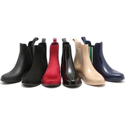 Chelsea Rain Shoes Womens Matte Light Short Boots Anti-Water-Skiing Shoes PVC Boots for Women Waterproof Work