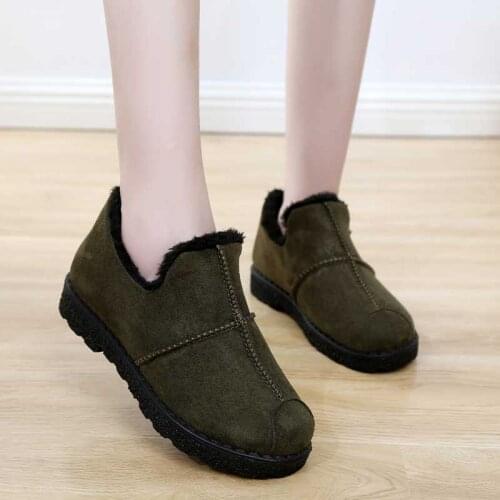 Beijing winter cotton shoes and boots, comfortable non-slip and pile warm flat bottom boots, high quality winter cotton boots