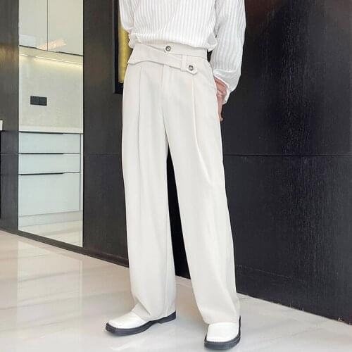 Pants For Men Niche Design Sense Small Loose Drape Straight Wide-leg Pants Thin Style Hair Stylist Casual Trouser Singer Costume