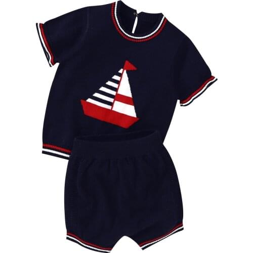 Toddler Kids Baby Boy Girl Clothes Summer T Shirt +Shorts Newborn Infant Short Sleeve Outfits Sets Children Cotton Knitted Suits