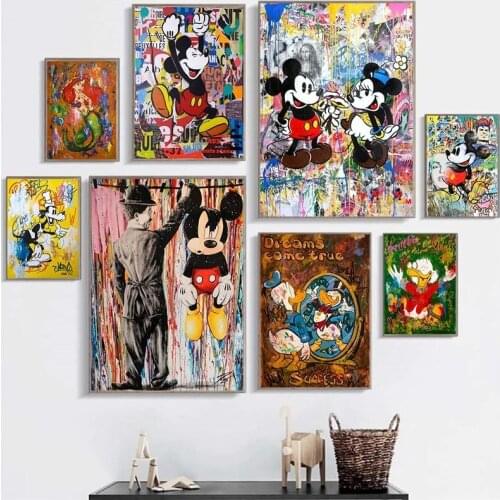 Disney Graffiti Street Art Mickey Mouse 5d Diy Diamond Embroidery Kit Mosaic Graffiti Creative Pattern Home Decor Cartoon Gifts