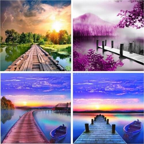 EverShine Diamond Painting 5D Full Square Landscape Diamond Embroidery Bridge Rhinestones Art Cross Stitch Gift Home Decor