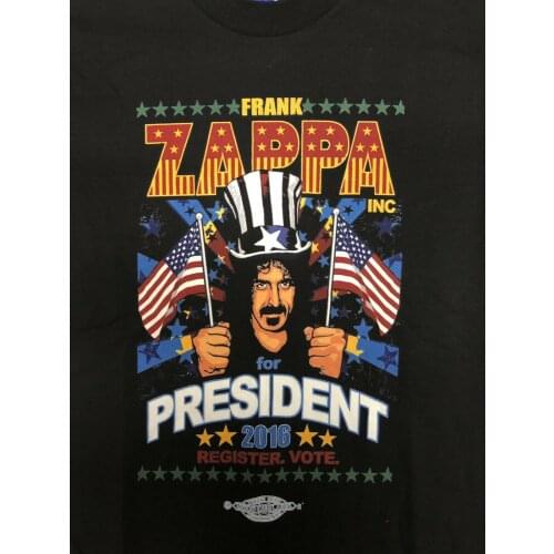 Frank Zappa for President 2016 black sz M Union Made USA T-Shirt rock metal Anime