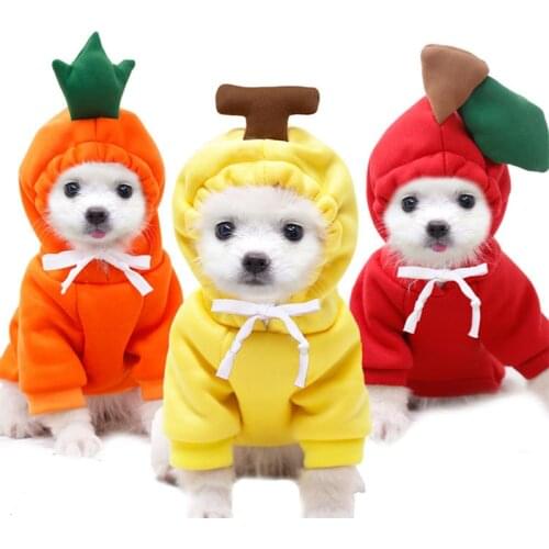 Fruit Style Clothing Pet Dog Clothes Soft Velvet Two-legs Hoodies Outfit For Small Dogs Teddy Clothing Puppy Coat