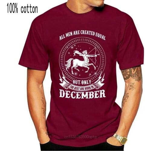 Sagittarius All Men Are Created Equal Best Born In December Adult Dt T-Shirt Tee Cotton Customize Tee Shirt
