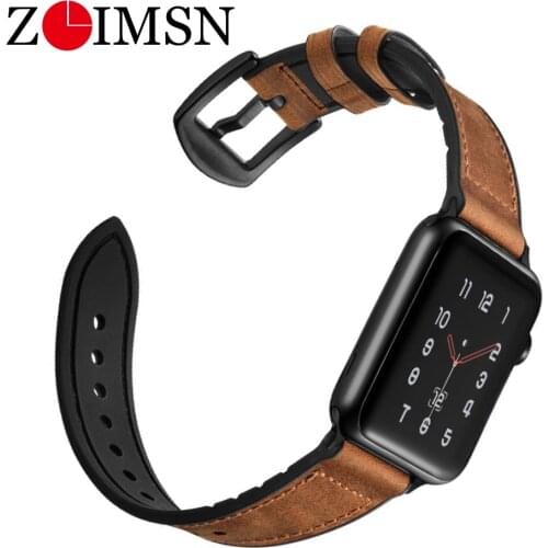 ZLIMSN Hybrid Sports band For Apple Watch vintage Leather Band Replacement strap Sweatproof classic iwatch series 4 3 44mm 42mm
