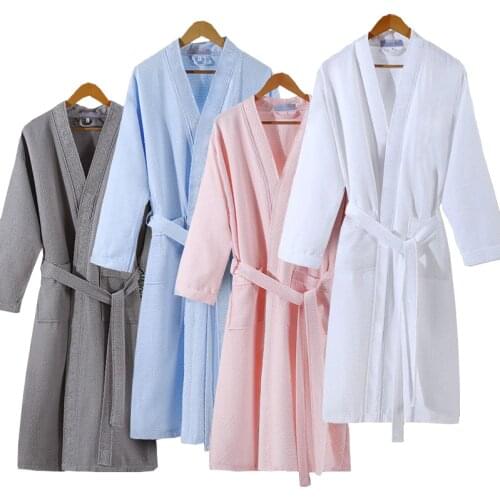 Lovers Summer Fashion Waffle Bathrobe Women Suck Water Kimono Bath Robe Plus Size Sexy Peignoir Dressing Gown Bridesmaid Robes