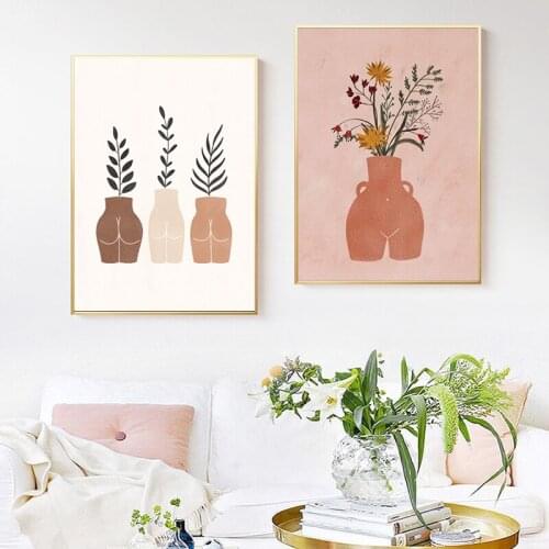 Body Positive Art Print Butt Vases and Plants Illustration Poster Neutral Boho Wall Art Picture Canvas Painting Home Room Decor