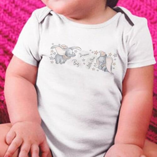 Toddler Bodysuits Elephant Dumbo Print Grunge Harajuku Funny Kawaii Short Sleeve Baby Girl Boy Clothes Streetwear Infant Romper