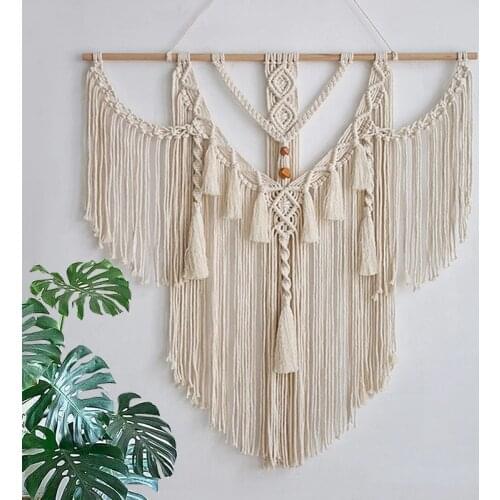 LBER Macrame Tapestry Boho Decoration Nordic Style Hand Woven Tapestry Wall Hanging Room Living Room Art Decor Bohemian Decor