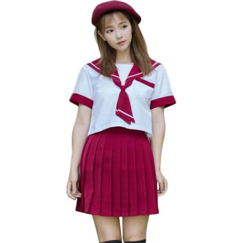 Summer High School Girl Tshirt + Pleated Skirt Suits Cosplay Costumes Japanese JK School Uniform Students Clothes S-2XL C35M20