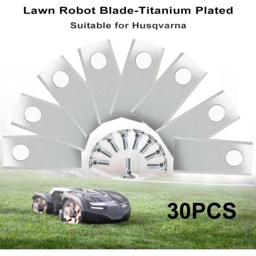 30pcs Lawn Robot Blade Golden Titanium Plating Lawn Mover Replacement Blade Machine 39.2*17.5*0.5mm Golden Titanium