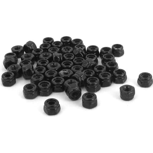 M2 Zinc Plated Nylock Nylon Insert Hex Lock Nuts Black 50pcs