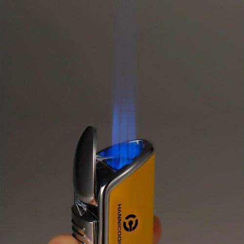 Multifunctional Gas Lighter Cigarette Scissors Set Three Straight WindProof Blue Flame Portable Cigar Drill Smoking Tool Gift