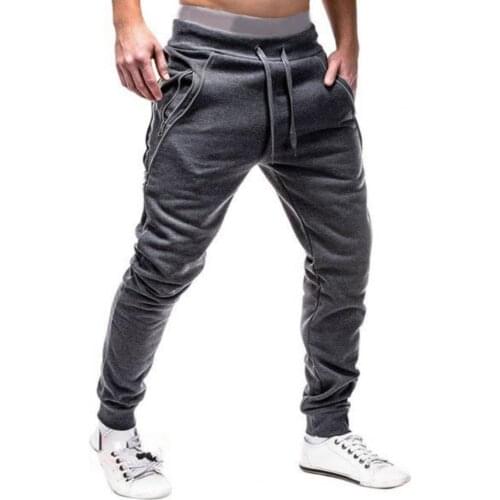 Men Drawstring Zipper Pockets Ankle Tied Sweatpants Sports Trousers Skinny Pants Mens Clothing 2021 спортивные штаны мужкие