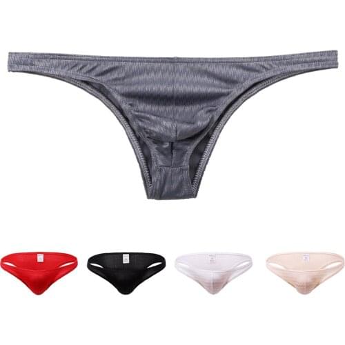 Mens Sexy Elastic Briefs Silkly Breathable Seamless Underwear Men U Convex Pouch Underpants Bikini Panties