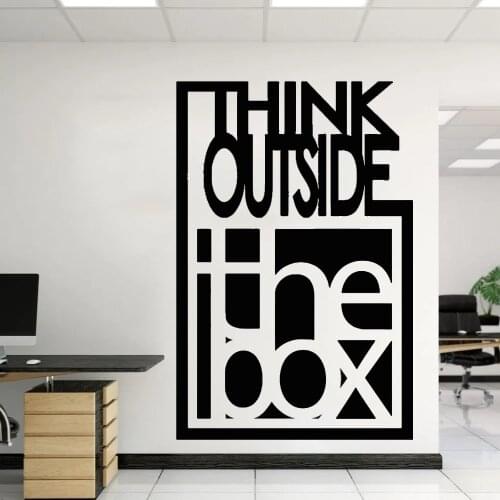 Think Outside The Box Inspire Quote Wall Decals Motivation Office Team Art Decor Room Vinyl Sticker On The Wall Mural WL835