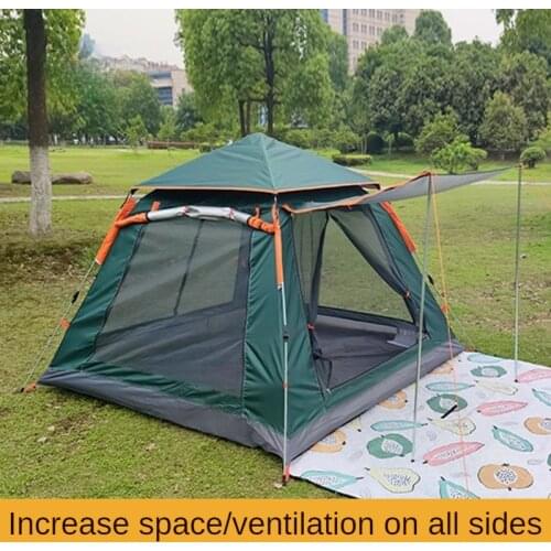 Outdoor Automatic Quick Opening Rainproof, Mosquito, Breathable Multi-person Beach Camping Four-Sided Camping Tent Awning