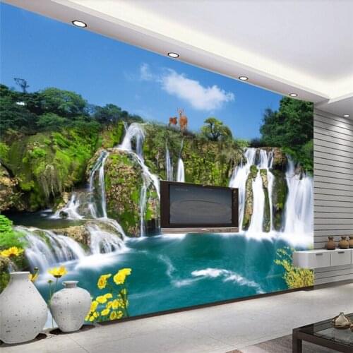 Beibehang Wallpaper custom living room bedroom sofa mural feng shui landscape decorative painting background wall water wealth