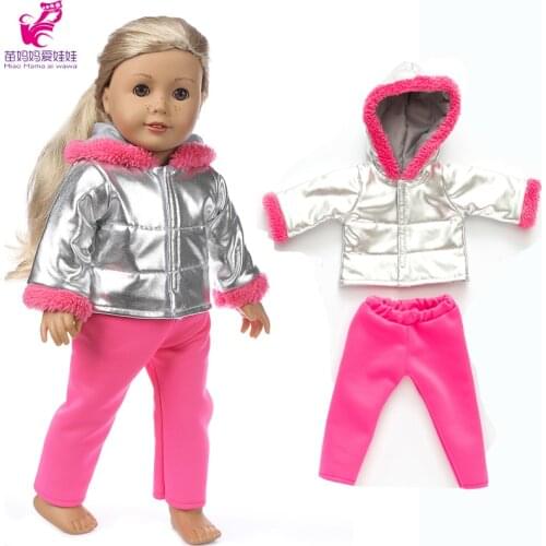 Clothes For Baby Doll 43 Cm Coat 18 Inch Girl Doll Silver Down Jacket Doll Shoes Boots