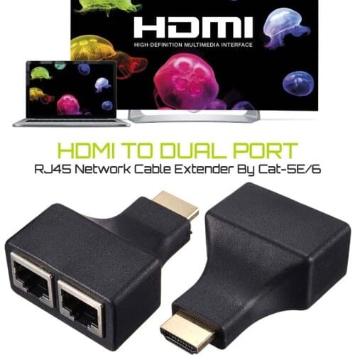 Wholesale 10PCS HDMI To Dual RJ45 Female CAT5E CAT6 UTP LAN Ethernet 1080P HDMI Extender Converter Adapter For HDTV HDPC PS3 STB