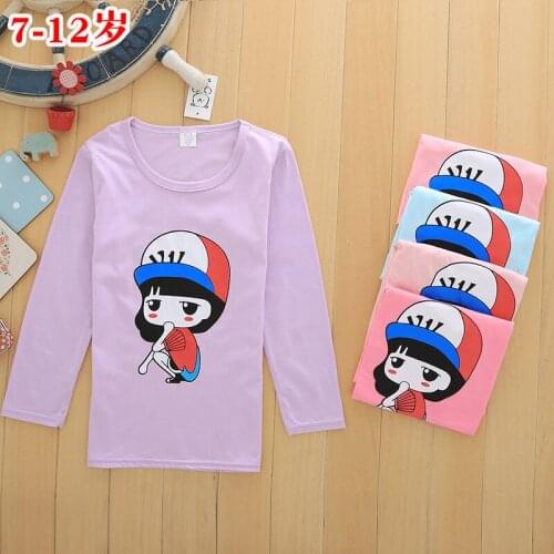 Girl with long sleeves girl autumn jacket round neck bottoming shirt girls t-shirt