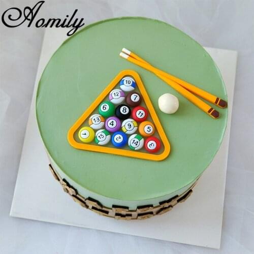 Aomily Food Grade PVC Billiards Cake Decorative Mould Adult Children Birthday Cake Party Festival Supplies Lovely Kitchen Baking